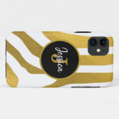 Maßgeschneiderte Imitate Gold Zebra Print Stripes Case-Mate iPhone Hülle (Rückseite (Horizontal))