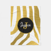 Maßgeschneiderte Imitate Gold Zebra Print Stripes Fleecedecke (Vorderseite)