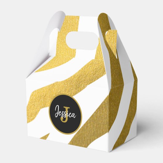 Maßgeschneiderte Imitate Gold Zebra Print Stripes Geschenkschachtel (Rückseite)