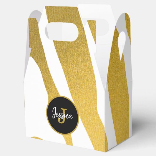 Maßgeschneiderte Imitate Gold Zebra Print Stripes Geschenkschachtel (Geöffnet)