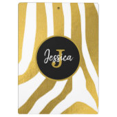 Maßgeschneiderte Imitate Gold Zebra Print Stripes Klemmbrett (Rückseite)