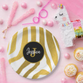 Maßgeschneiderte Imitate Gold Zebra Print Stripes  Pappteller (Party)