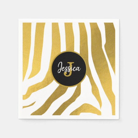 Maßgeschneiderte Imitate Gold Zebra Print Stripes  Serviette (Vorderseite)
