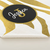 Maßgeschneiderte Imitate Gold Zebra Print Stripes Sherpadecke (3/4)