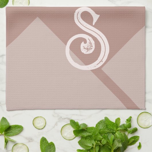 Maßgeschneiderte Initialen, braun, neutral geometr Geschirrtuch (Gefaltet)