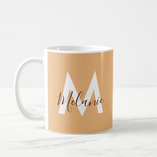 Maßgeschneiderte Initialen Neutral, modern orange Kaffeetasse (Links)