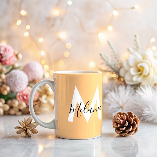Maßgeschneiderte Initialen Neutral, modern orange Kaffeetasse