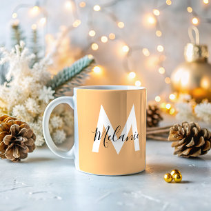 Maßgeschneiderte Initialen Neutral, modern orange Kaffeetasse