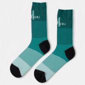 Maßgeschneiderte Initialen und Monogramme für Aqua Socken (Linkes Detail)