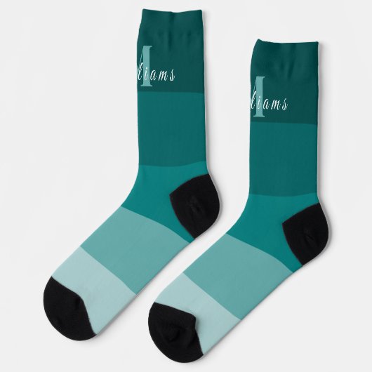 Maßgeschneiderte Initialen und Monogramme für Aqua Socken (Linkes Detail)