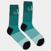 Maßgeschneiderte Initialen und Monogramme für Aqua Socken (Rechts)