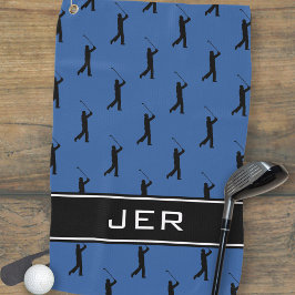 Maßgeschneiderte Initials Golfer Black Pattern Bla Golfhandtuch