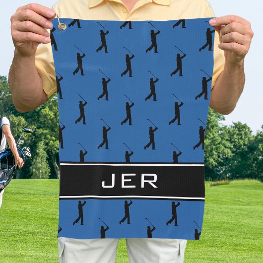 Maßgeschneiderte Initials Golfer Black Pattern Bla Golfhandtuch
