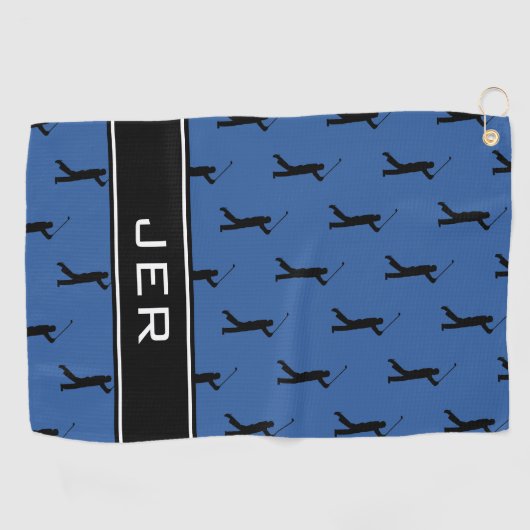 Maßgeschneiderte Initials Golfer Black Pattern Bla Golfhandtuch (Horizontal)