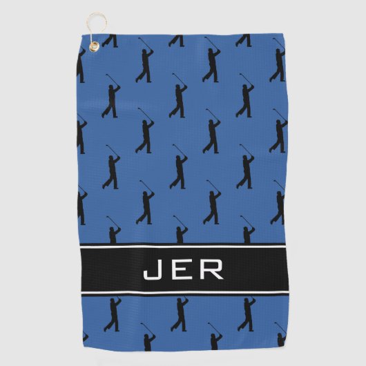 Maßgeschneiderte Initials Golfer Black Pattern Bla Golfhandtuch (Vorderseite)