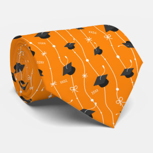 Maßgeschneiderte Jahr Orange Grad Caps & Ribbon Krawatte