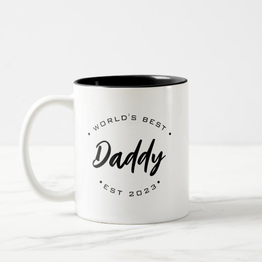 Maßgeschneiderte Jahreszeit der Beste Papa der Wel Zweifarbige Tasse (Links)