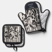 Maßgeschneiderte Jersey Cow Ofenhandschuh & Topflappen-Set (Vorderseite/Rückseite)