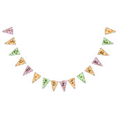 Maßgeschneiderte Kawaii Wasserfarbe Fruchtbällchen Wimpelkette (Alle)