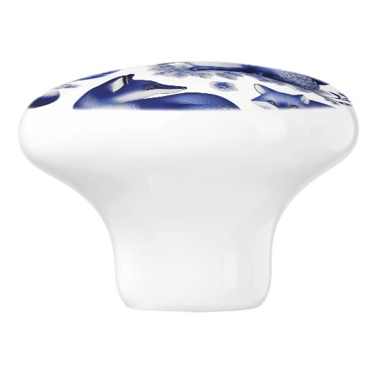 Maßgeschneiderte Keramik für blaue und weiße Füchs Keramikknauf (Seitenansicht)