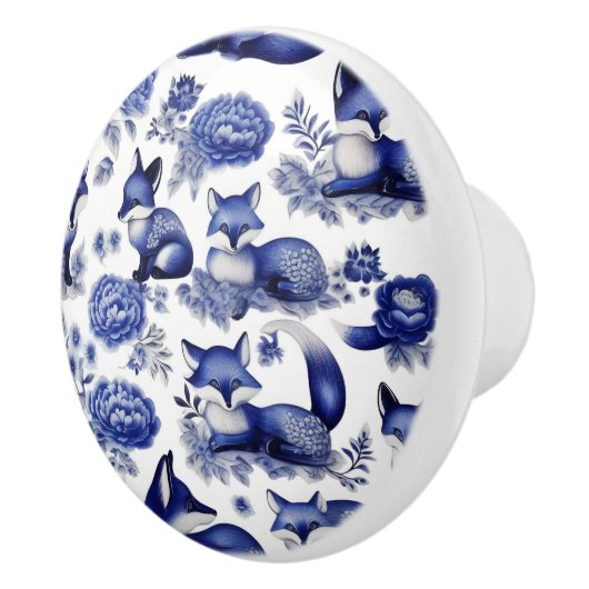 Maßgeschneiderte Keramik für blaue und weiße Füchs Keramikknauf (Rechts)