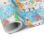 Maßgeschneiderte Kinder Zeichnend Kunst Geschenkpapier (Rolleneckpunkt)