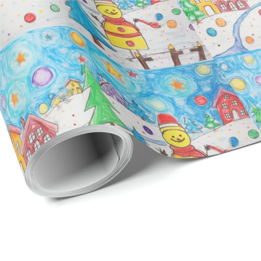 Maßgeschneiderte Kinder Zeichnend Kunst Geschenkpapier (Rolleneckpunkt)