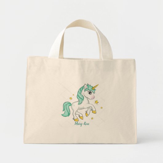 Maßgeschneiderte Kindertotentasche - Einhorn Mini Stoffbeutel (Vorne)