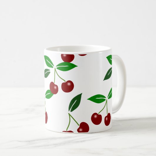 Maßgeschneiderte Kirsche Nahtloses Muster Kaffeetasse (VorderseiteRechts)