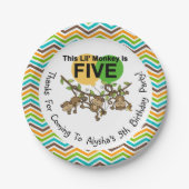 Maßgeschneiderte Kleine Affen 5th Birthday Paper T Pappteller (Vorderseite)