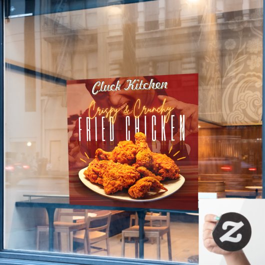 Maßgeschneiderte knusprige Konditorei-Hühnerpromo Fensteraufkleber (Café-Fenster)