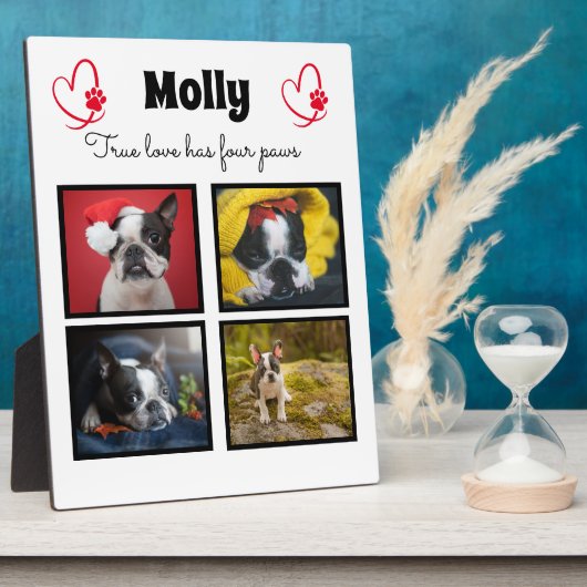 Maßgeschneiderte Kollage für Hunde 4 Fotos Fotoplatte (Seite)