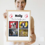 Maßgeschneiderte Kollage für Hunde 4 Fotos Fotoplatte<br><div class="desc">Feiern Sie Ihre beste Freundin mit einer maßgeschneiderten FotoCollage. Wenn du so viele Erinnerungen und Fotos hast, reicht ein Foto nicht aus. Diese Tafel hat 4 Fotos, ein Zitat, und Sie können den Namen Ihres Haustieres personalisieren. Sie können auch die Farbe des Pfotendrucks ändern. Sie können die Farbe und den...</div>