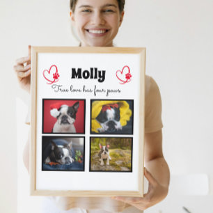 Maßgeschneiderte Kollage für Hunde 4 Fotos Fotoplatte