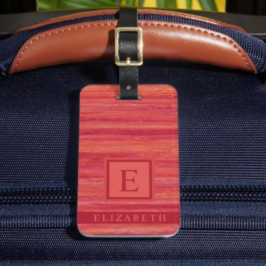 Maßgeschneiderte Korallenrosa Rosa Marmorlinien Gepäckanhänger (Vorderseite Insitu 2)