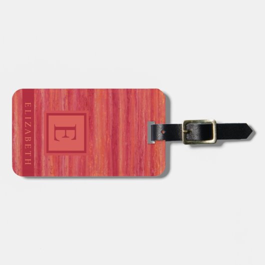 Maßgeschneiderte Korallenrosa Rosa Marmorlinien Gepäckanhänger (Vorderseite horizontal)