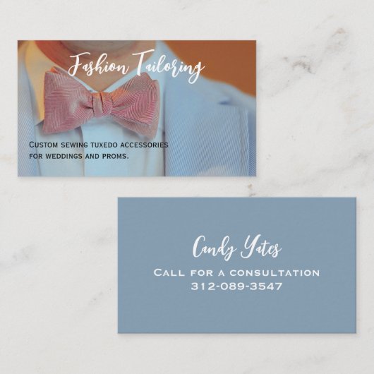 Maßgeschneiderte Krawatte von Bow Visitenkarte (Vorne/Hinten)