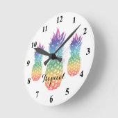 Maßgeschneiderte Küchenwanduhr für Ananas in tropi Runde Wanduhr (Winkel)
