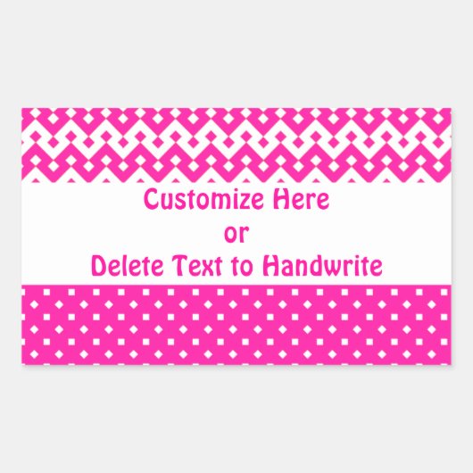 Maßgeschneiderte Labels, Candy Pink Geometric Patt Rechteckiger Aufkleber (Vorderseite)