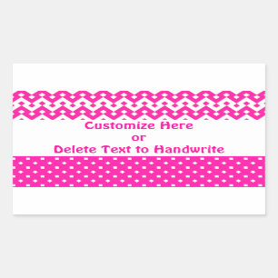 Maßgeschneiderte Labels, Candy Pink Geometric Patt Rechteckiger Aufkleber
