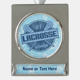 Maßgeschneiderte Lacrosse Weihnachtsfeier Banner-Ornament Silber