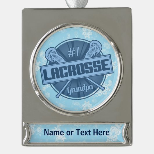 Maßgeschneiderte Lacrosse Weihnachtsfeier Banner-Ornament Silber (Vorderseite)