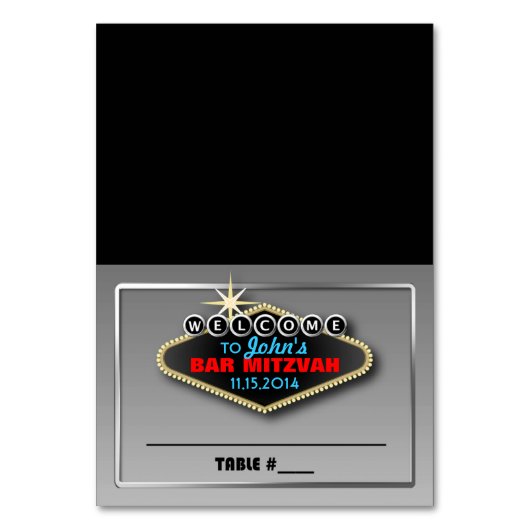 Maßgeschneiderte Las Vegas Themed Tented Platzkart Tischnummer (Vorderseite)