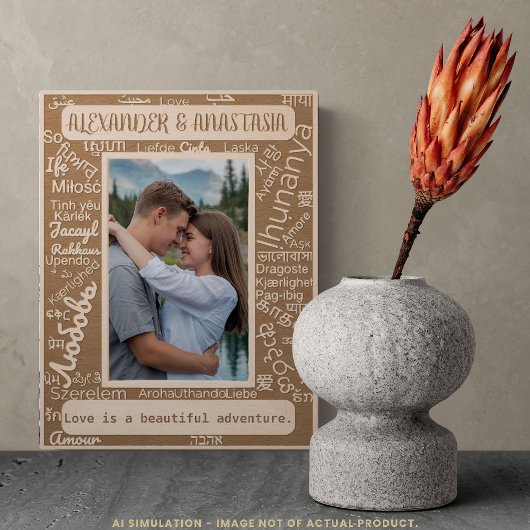 Maßgeschneiderte Lasergravur "LIEBE" in 50 Sprache Geätzte Rahmen