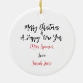 Maßgeschneiderte Lehrer Wertschätzung Weihnachtsde Keramik Ornament (Hinten)