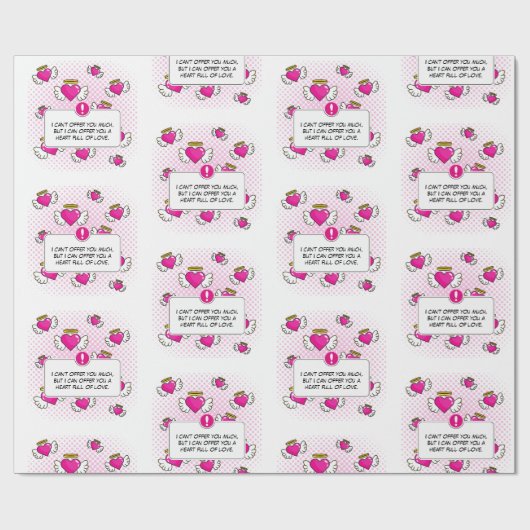 Maßgeschneiderte Liebe msg Comic Buch Stil Herzges Geschenkpapier (Flach)