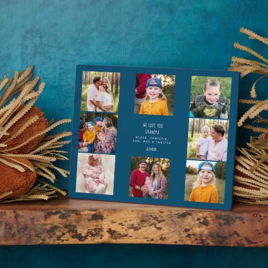 Maßgeschneiderte Liebe Sie Opa Foto Collage Blue Fotoplatte (Seite)