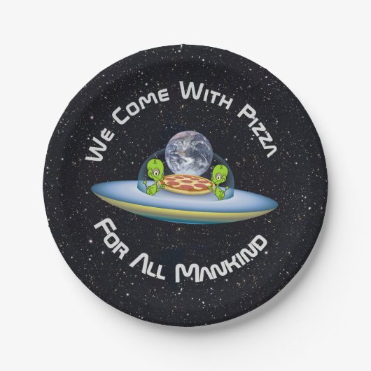 Maßgeschneiderte Lieferung von UFO Pizza Pappteller (Vorderseite)