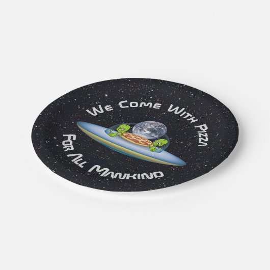 Maßgeschneiderte Lieferung von UFO Pizza Pappteller (Schrägansicht)