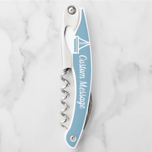 Maßgeschneiderte Light Blue & White Sailboat-Schra Kellnermesser (Vorderseite)